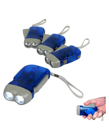 Linterna de Manivela Evelots - Paquete de 4 - LED Doble - Camping y Emergencias