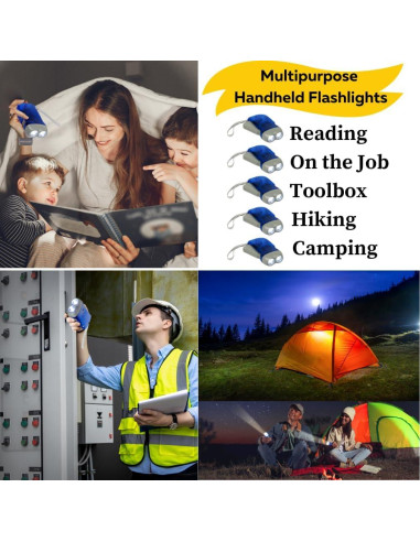 Linterna de Manivela Evelots - Paquete de 4 - LED Doble - Camping y Emergencias