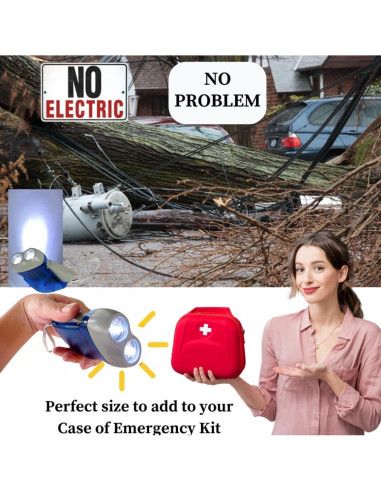 Linterna de Manivela Evelots - Paquete de 4 - LED Doble - Camping y Emergencias