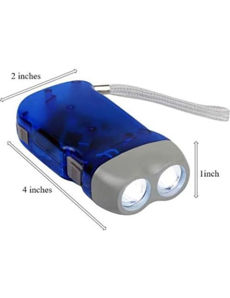 Linterna de Manivela Evelots - Paquete de 4 - LED Doble - Camping y Emergencias