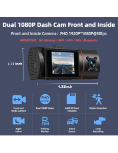 Cámara de Tablero Dual Milerong X25 1080P con Tarjeta 64GB 2