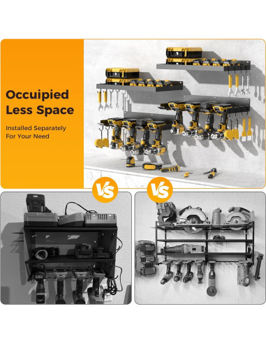 Organizador de Herramientas de Pared Getsrichfc 4 Soportes Amarillo