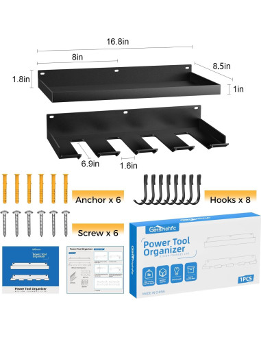 Organizador de Herramientas de Pared Getsrichfc 4 Soportes Amarillo