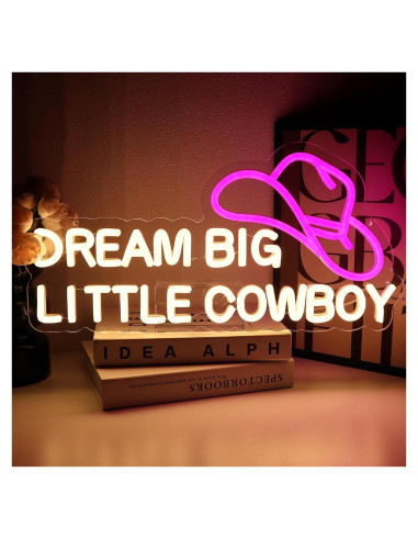 Señal de Neón LED Sueña en Grande Vaquero PMCVYH 42x21 cm
