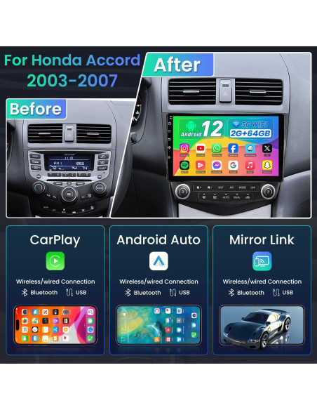 Estéreo de Radio Jingelsye para Honda Accord 2003-2007 10.1"