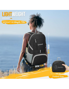 Mochila Plegable Ligera ZOMAKE 35L Impermeable Negro 2