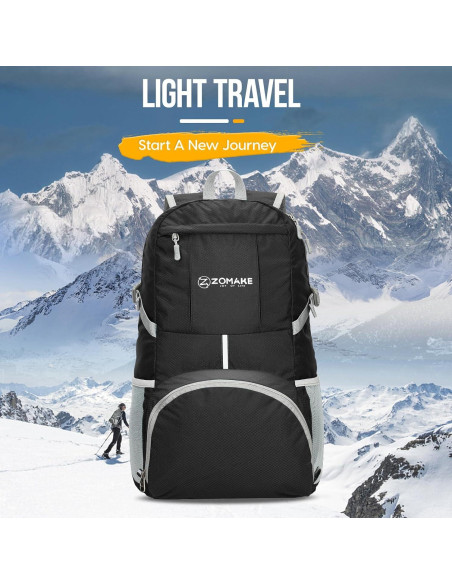 Mochila Plegable Ligera ZOMAKE 35L Impermeable Negro Mochila Plegable Ligera ZOMAKE 35L Impermeable Negro