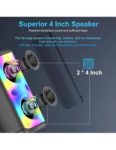 Altavoz Bluetooth Portátil TAMPROAD Q55 80W con Luces LED