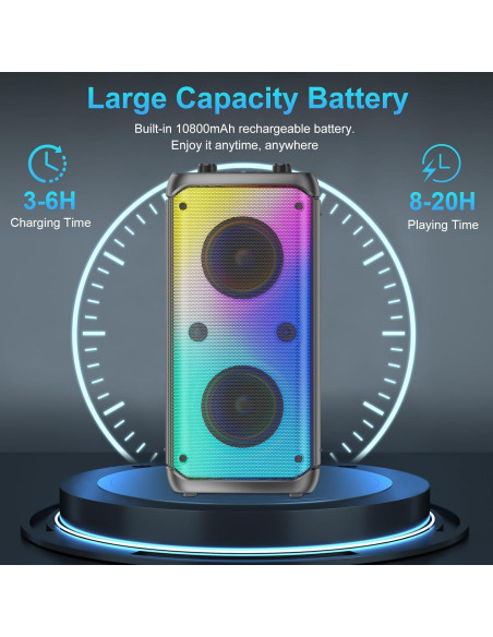 Altavoz Bluetooth Portátil TAMPROAD Q55 80W con Luces LED Altavoz Bluetooth Portátil TAMPROAD Q55 80W con Luces LED