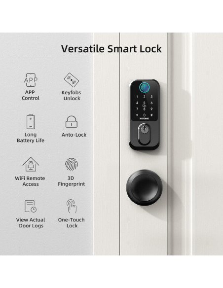 Cerradura Inteligente NUTOMO M3 - Biométrica, APP, Alexa, Negro