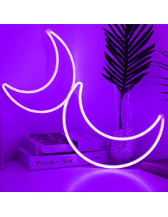Luz de Neón Morada en Forma de Luna - Decoración LED 5V 2