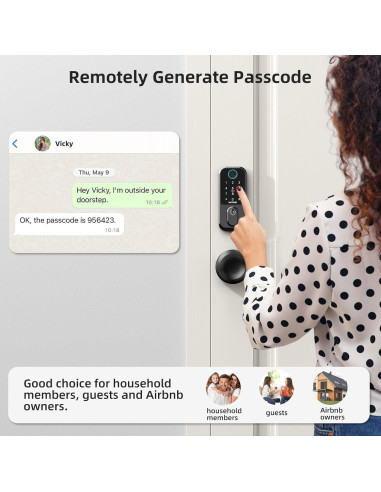 Cerradura Inteligente NUTOMO M3 - Biométrica, APP, Alexa, Negro