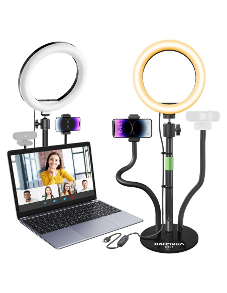 Luz de Anillo LED AorPixun 10'' con Soporte y Tripode