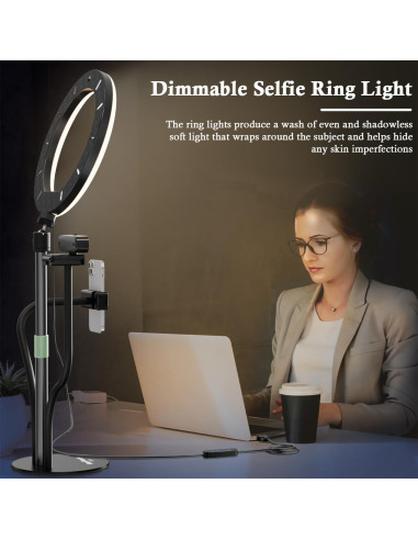 Luz de Anillo LED AorPixun 10'' con Soporte y Tripode