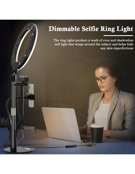 Luz de Anillo LED AorPixun 10'' con Soporte y Tripode