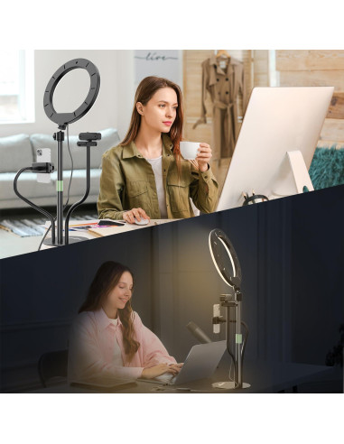 Luz de Anillo LED AorPixun 10'' con Soporte y Tripode