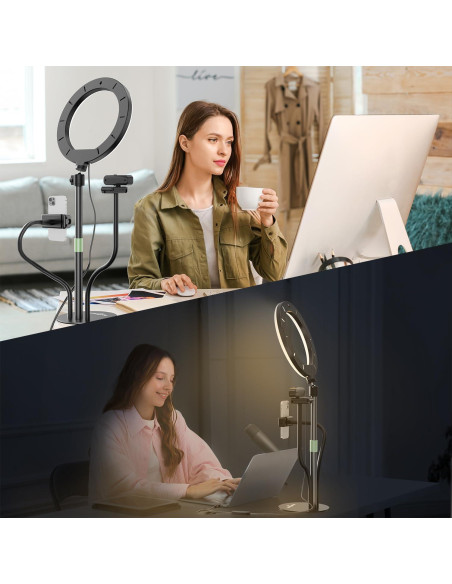 Luz de Anillo LED AorPixun 10'' con Soporte y Tripode