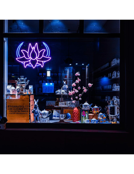 Luz de Neón Loto Lunar Regulable LED Azul Púrpura 42x32cm