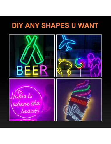 Luz de tira LED de neón morado 5M YM E-Bright impermeable