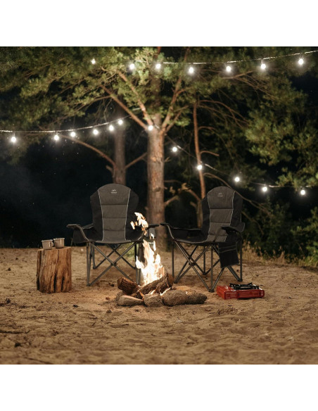 Silla de Camping Plegable LANMOUNTAIN Charles Negra con Portavasos