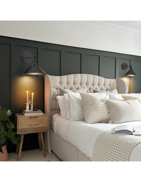 Juego de 2 Apliques de Pared Inalámbricos LED ZornLots Negro