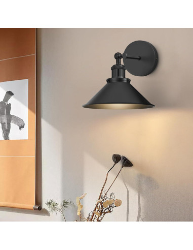 Juego de 2 Apliques de Pared Inalámbricos LED ZornLots Negro