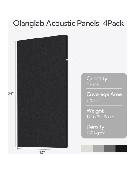 Paneles Acústicos Olanglab Absorbentes de Sonido 4 Pzas 61x30.5 cm