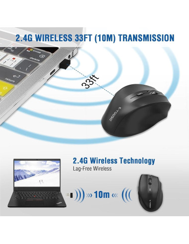 Ratón Inalámbrico E-YOOSO E-1010 Óptico 4800 DPI Negro