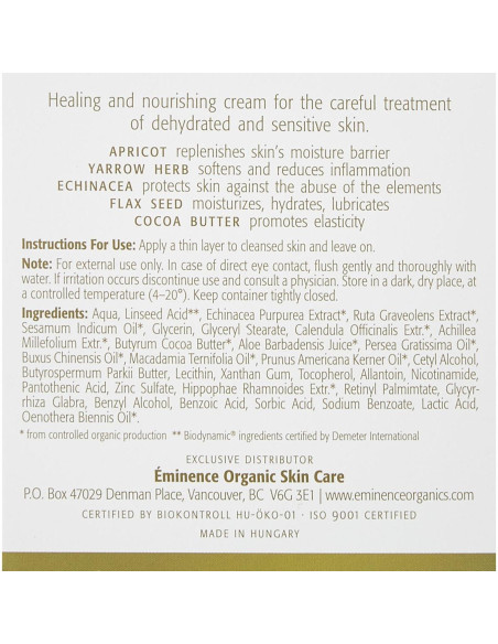 Crema Nutritiva Eminence Orgánica Caléndula y Albaricoque 30 ml Crema Nutritiva Eminence Orgánica Caléndula y Albaricoque 30 ml