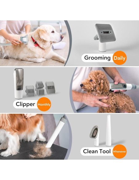 Aspiradora Acicalamiento Mascotas ExcegBot G20 12kPa 5 Herramientas