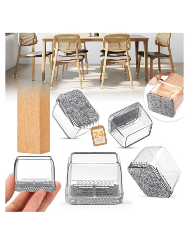24 Protectores de Suelo Silicona INDEMO para Patas de Sillas