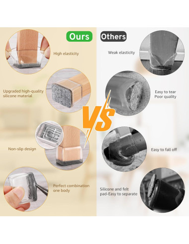 24 Protectores de Suelo Silicona INDEMO para Patas de Sillas
