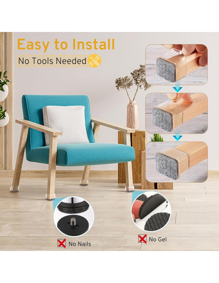 24 Protectores de Suelo Silicona INDEMO para Patas de Sillas