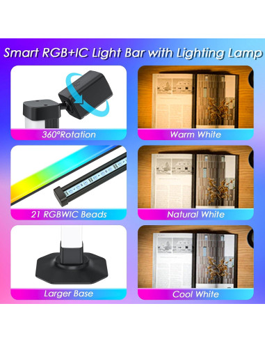 Barra de Luz LED Inteligente Rainbow Chasing 22 LEDs RGB