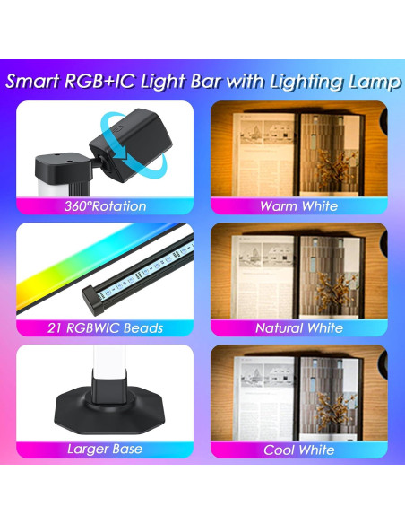 Barra de Luz LED Inteligente Rainbow Chasing 22 LEDs RGB