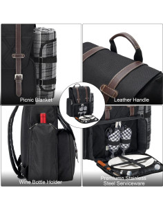 Mochila de Picnic WICKERLAND para 2 Personas con Cooler Aislado 2