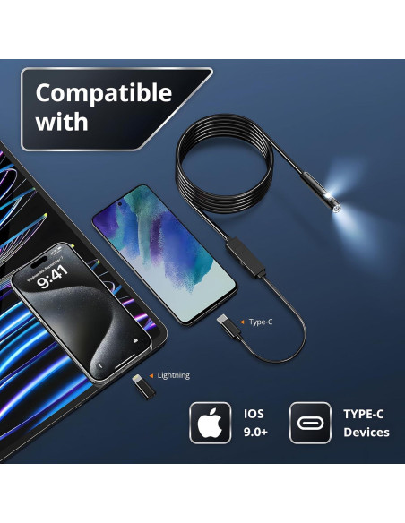 Borescopio Fulljion Doble Lente 1920P con Luz LED 5m