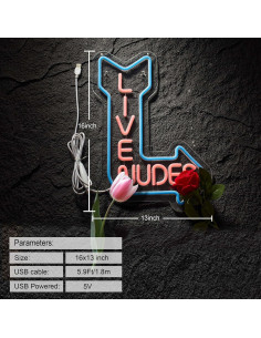 Letrero de neón LED ZODZ 38x33 cm con regulador azul y rosa 2