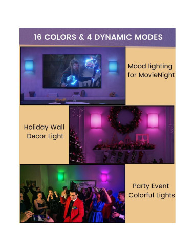 Juego de 2 Apliques de Pared Inalámbricos Jantolumi con Control Remoto