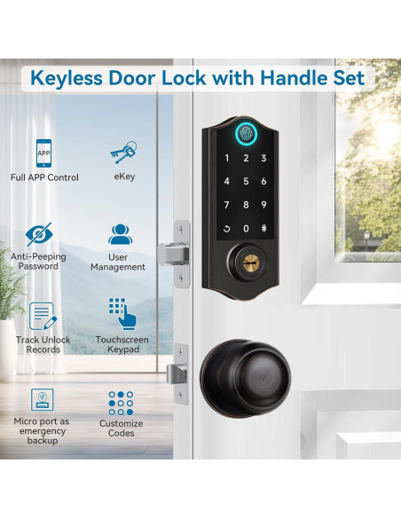 Cerradura Inteligente Biométrica Harfo DA2K Bronce Envejecido Cerradura Inteligente Biométrica Harfo DA2K Bronce Envejecido