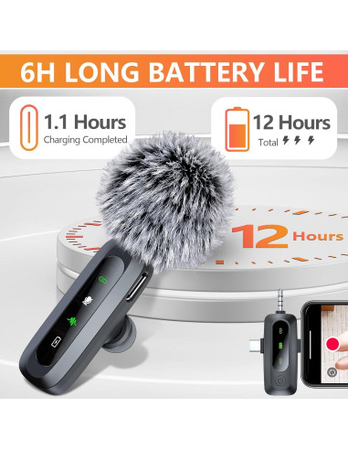 Micrófono Lavalier Inalámbrico 3 en 1 para iPhone y Android
