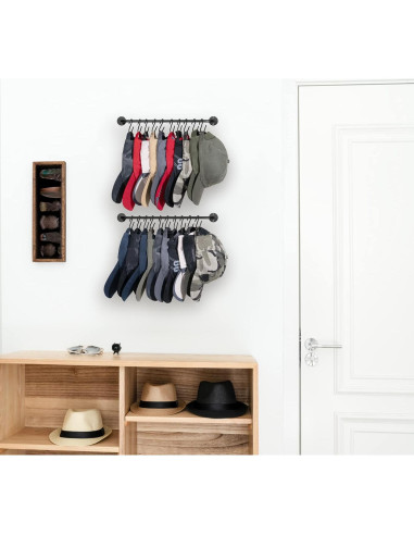 Soporte para Sombreros Mkono Negro, Organizador de Pared 20 Ganchos