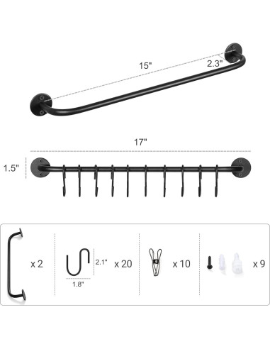 Soporte para Sombreros Mkono Negro, Organizador de Pared 20 Ganchos