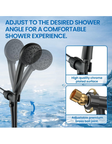 Cabezal de Ducha Axioblis 5 Funciones Alta Presión Negro Mate