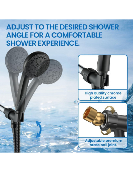 Cabezal de Ducha Axioblis 5 Funciones Alta Presión Negro Mate