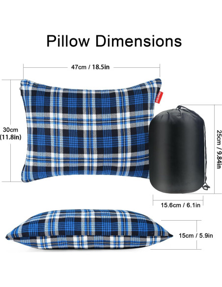 Almohada de Camping RISEPRO Azul Lavable y Compacta 350g