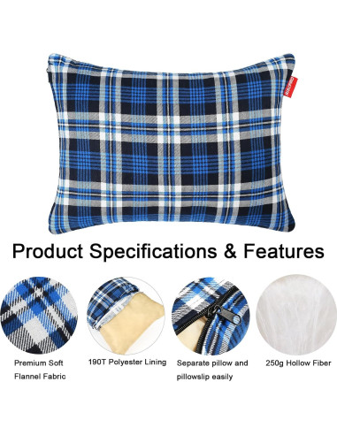 Almohada de Camping RISEPRO Azul Lavable y Compacta 350g