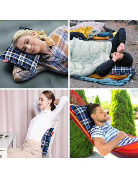 Almohada de Camping RISEPRO Azul Lavable y Compacta 350g