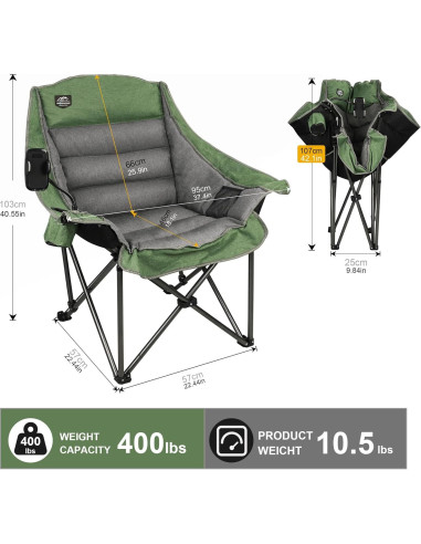 Silla de Camping Plegable LANMOUNTAIN XL Verde 181.4Kg