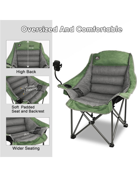 Silla de Camping Plegable LANMOUNTAIN XL Verde 181.4Kg Silla de Camping Plegable LANMOUNTAIN XL Verde 181.4Kg